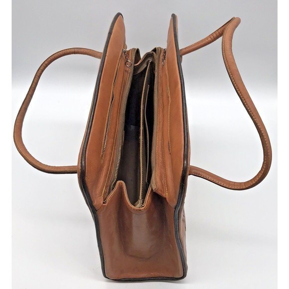 Vintage 60s Gaitan Artisan Hand Tooled Carved Leather Double Handle Purse Mexico - Picture 9 of 12